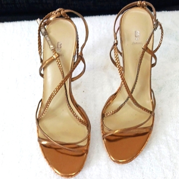 Bakers Shoes - BAKERS Brown Metalic Strap Heels.Size 10.